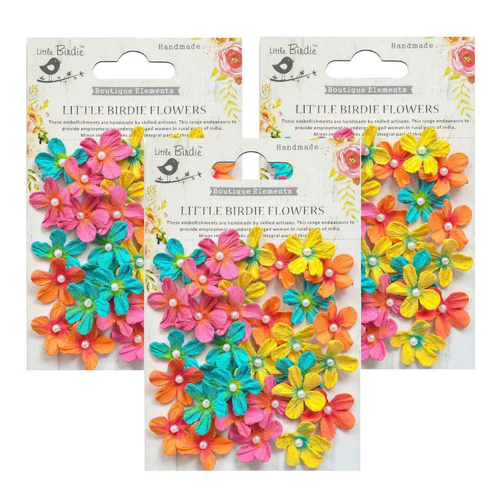 Pack of 3 - Pearl Petites Paper Flowers 32/Pkg-Vivid Palette