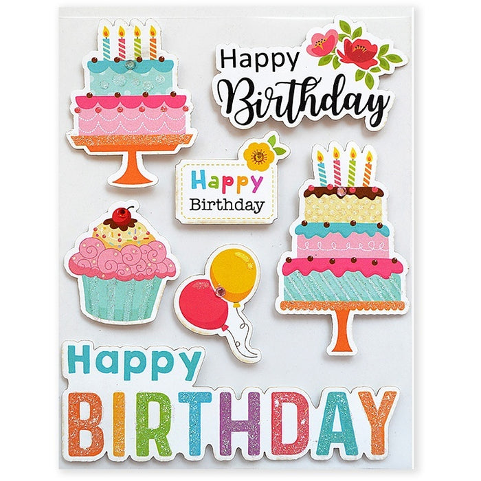 Pack of 3 - Happy Birthday Wishes Embellishment 7/Pkg-Happy Birthday