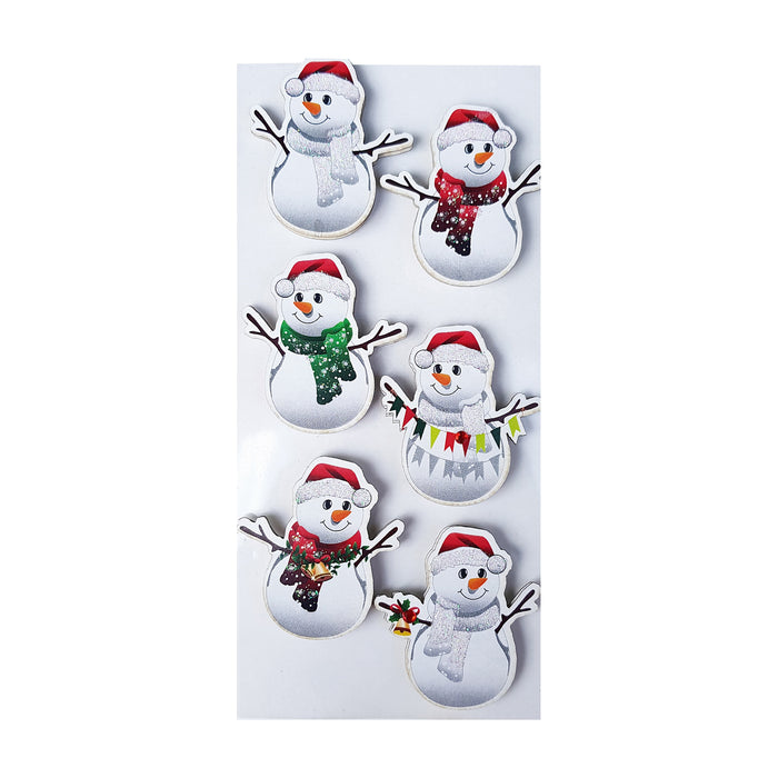 Pack of 3 - Christmas Glitter Embellishment 6/Pkg-Snowman Glitz