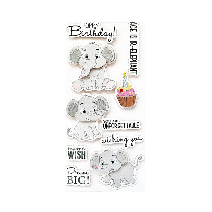 Pack of 3 - Birthday Wishes Embellishment 10/Pkg-Cute Elephant