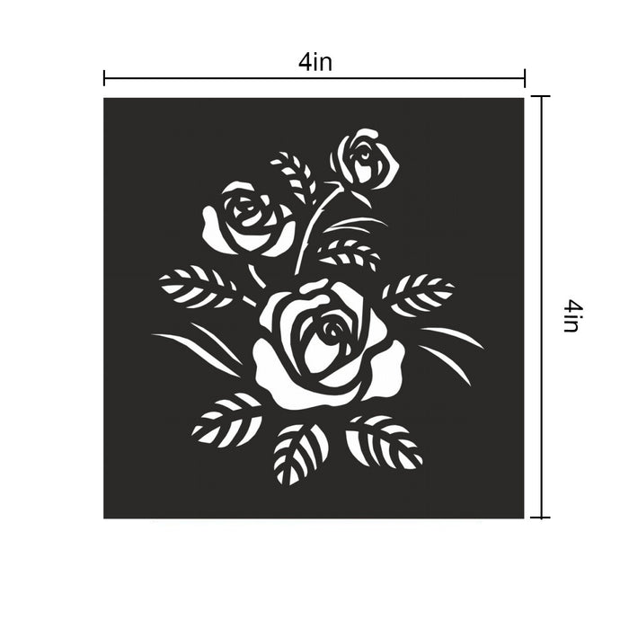 Pack of 3 - Reusable Stencil 4"X4" 1/Pkg-Rose Bush