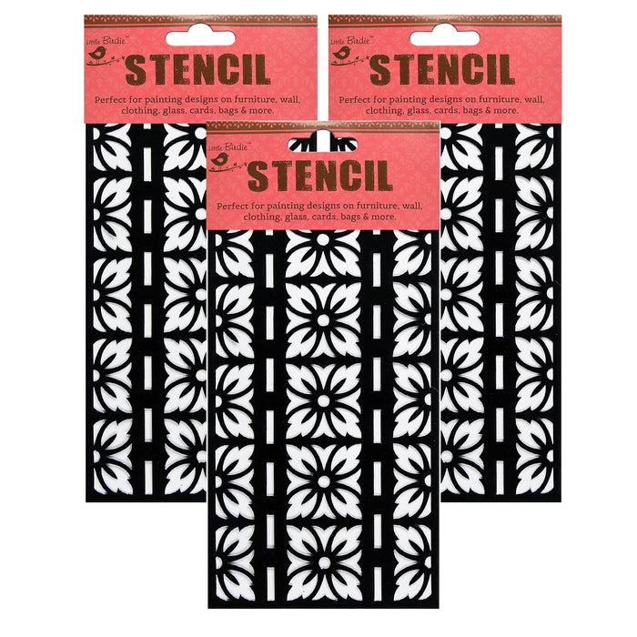 Pack of 3 - Reusable Stencil 4"X7"-Floral Pattern