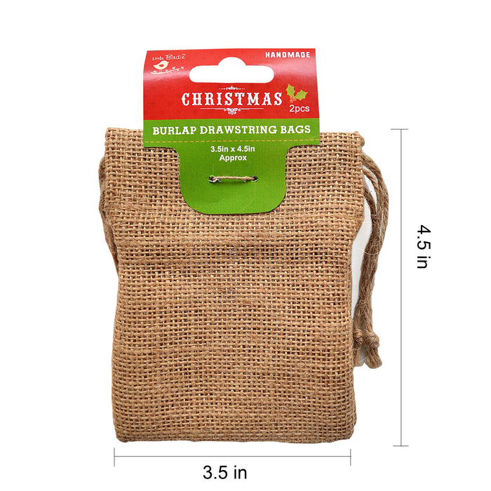 Pack of 3 - Burlap Drawstring Bag 3.5''X4.5'' 2/Pkg-Natural