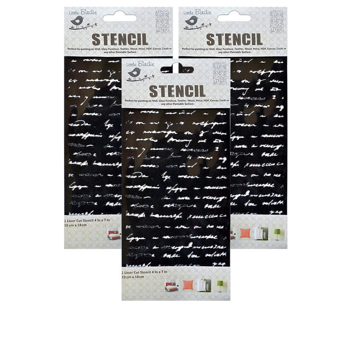 Pack of 3 - Stencil 10cmX18cm 1/Pkg-Script Design