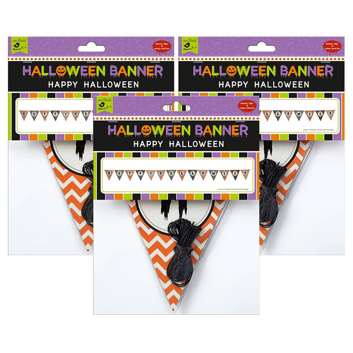 Pack of 3 - Word Banner With Cotton Thread 3Mtr 14/Pkg-Happy Halloween