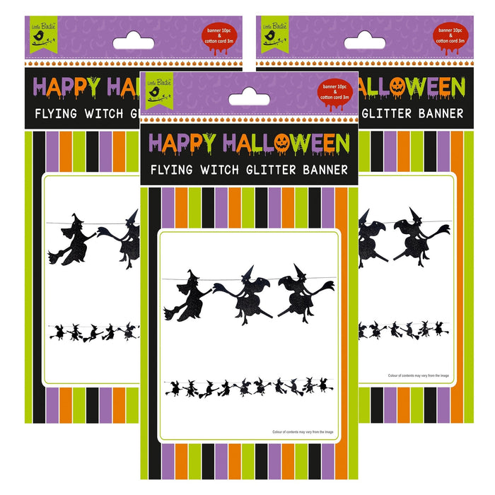 Pack of 3 - Halloween Banner 10/Pkg & Cotton Cord 3m-Flying Witch