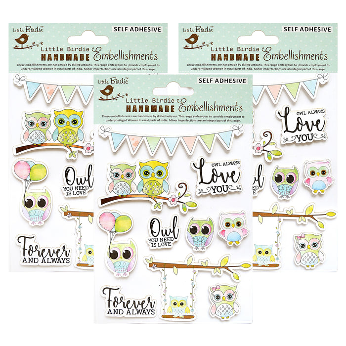 Pack of 3 - Watercolor Sticker Collection 10/Pkg-Owl Love