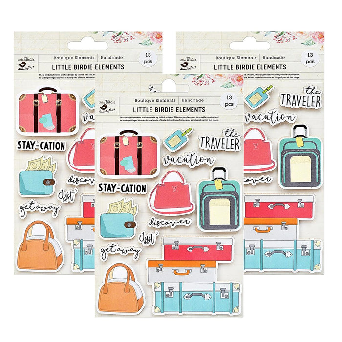 Pack of 3 - Vacation Sticker Embellishment 13/Pkg-Vacation