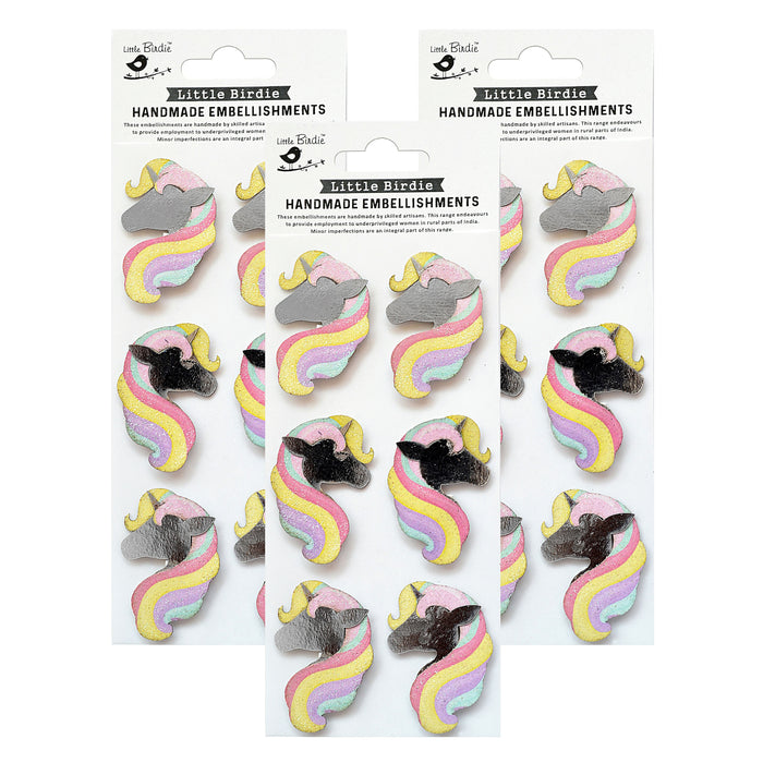 Pack of 3 - 3D Sticker Embellishment 6/Pkg-Unicorn Glitz