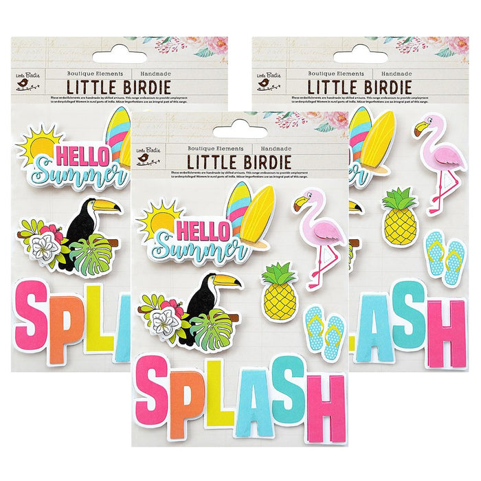 Pack of 3 - Summer Splash Embellishment 6/Pkg-Summer Splash