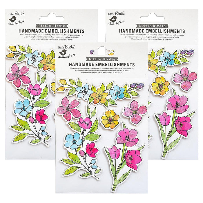 Pack of 3 - Sticker Embellishment 6/Pkg-Floral Fields
