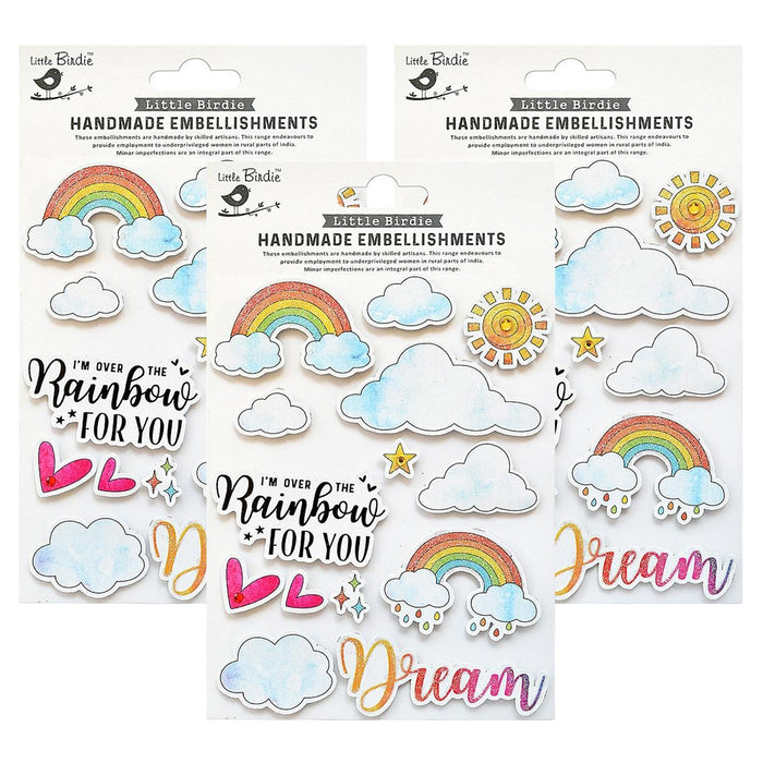 Pack of 3 - Rainbow Dream Embellishment 14/Pkg-Rainbow Dream