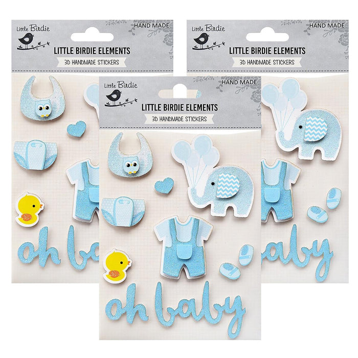 Pack of 3 - Oh Baby Boy Embellishment 10/Pkg-Boy Blue