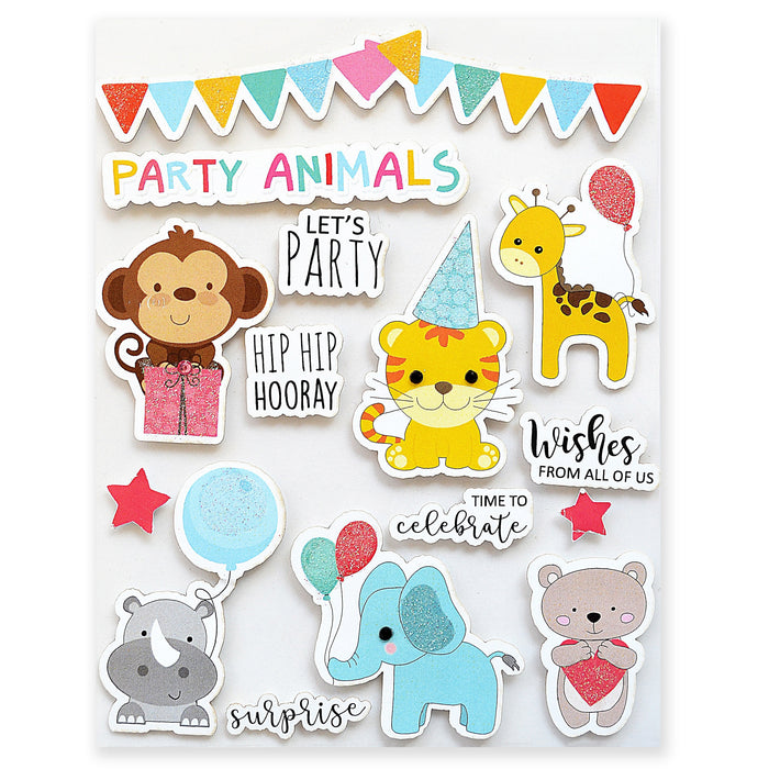 Pack of 3 - Fun Sticker Embellishment 15/Pkg-Lets Party