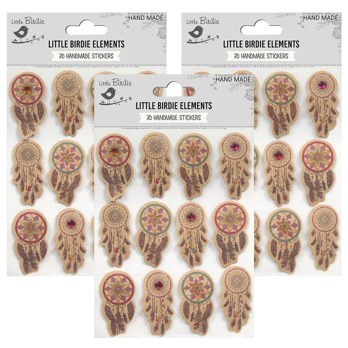 Pack of 3 - Vintage Dream Catcher Embellishment 12/Pkg-Vintage Dream Catcher