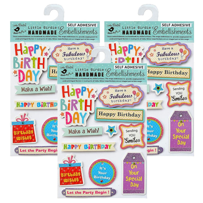 Pack of 3 - Happy Birthday Wishes Sticker 11/Pkg-Happy Birthday Wishes