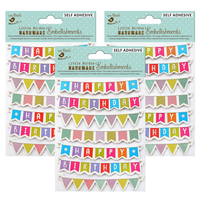 Pack of 3 - Happy Birthday Banners 7/Pkg-Happy Birthday Banners