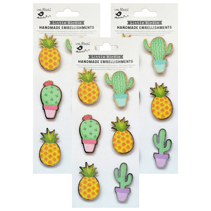 Pack of 3 - Pineapple & Cactus Sticker 6/Pkg-Pineapple & Cactus