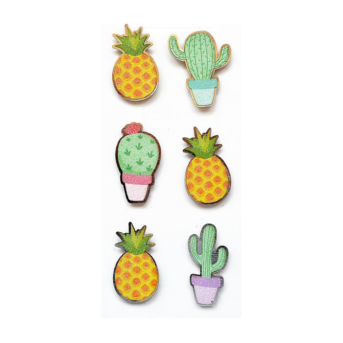 Pack of 3 - Pineapple & Cactus Sticker 6/Pkg-Pineapple & Cactus