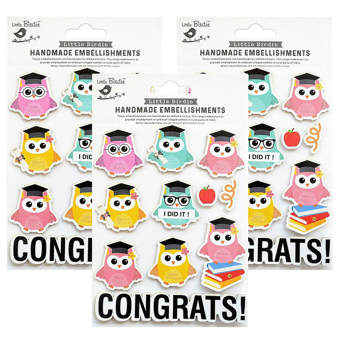 Pack of 3 - Graduation Owl Sticker 11/Pkg-Graduation Owl