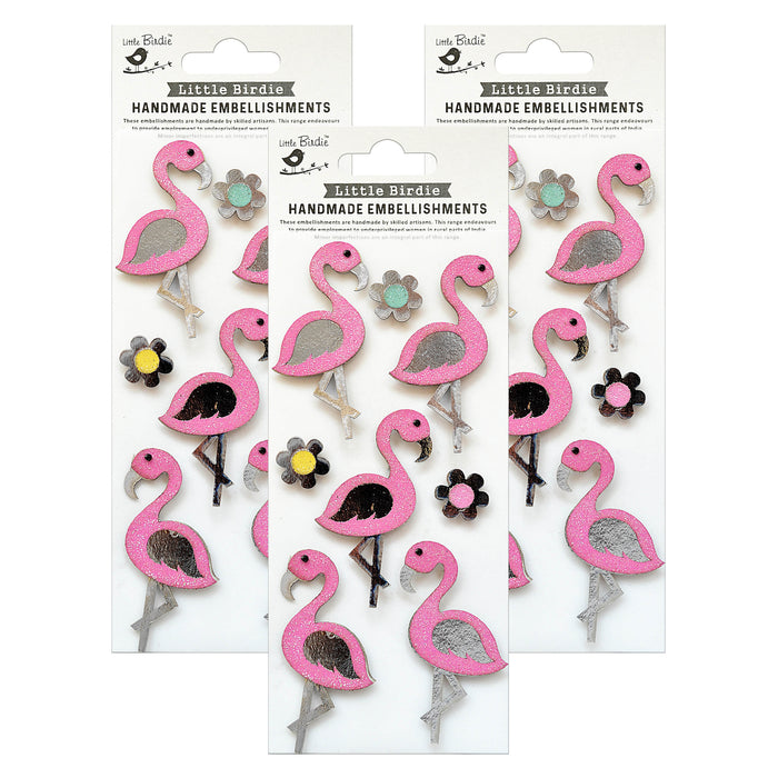 Pack of 3 - 3D Sticker Embellishment 8/Pkg-Fancy Flamingo