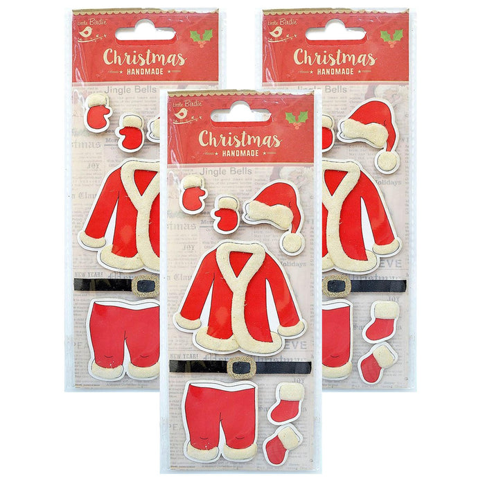 Pack of 3 - Christmas Embellishment 8/Pkg-Glitter Santa Outfit