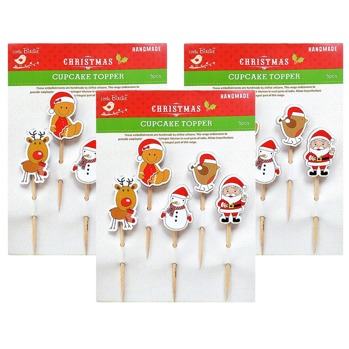 Pack of 3 - Cupcake Topper 5/Pkg-Christmas