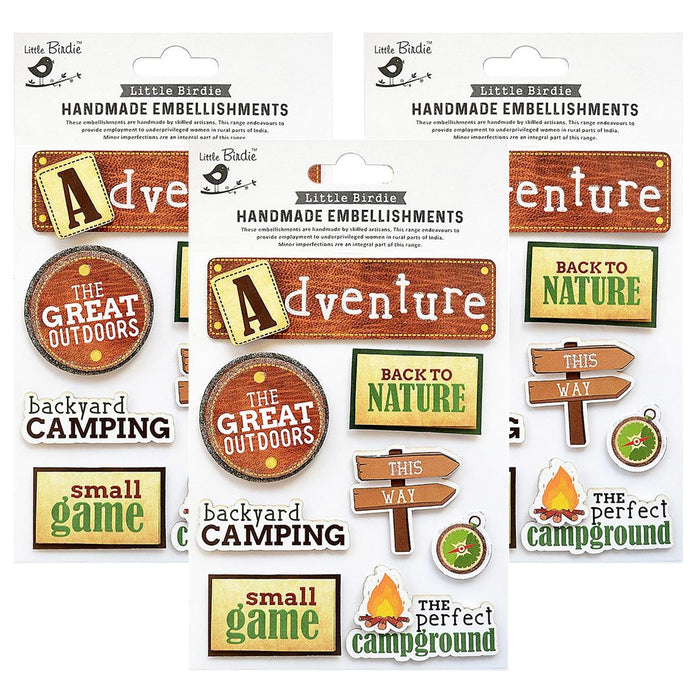 Pack of 3 - Adventure Sticker Embellishment 8/Pkg-Back to Nature
