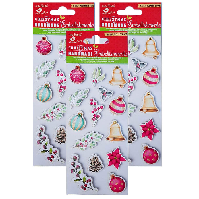 Pack of 3 - Christmas Glitter Embellishment 14/Pkg-Winter Joys