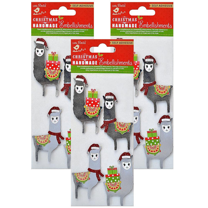 Pack of 3 - Christmas Embellishment 4/Pkg-Lovable Llama