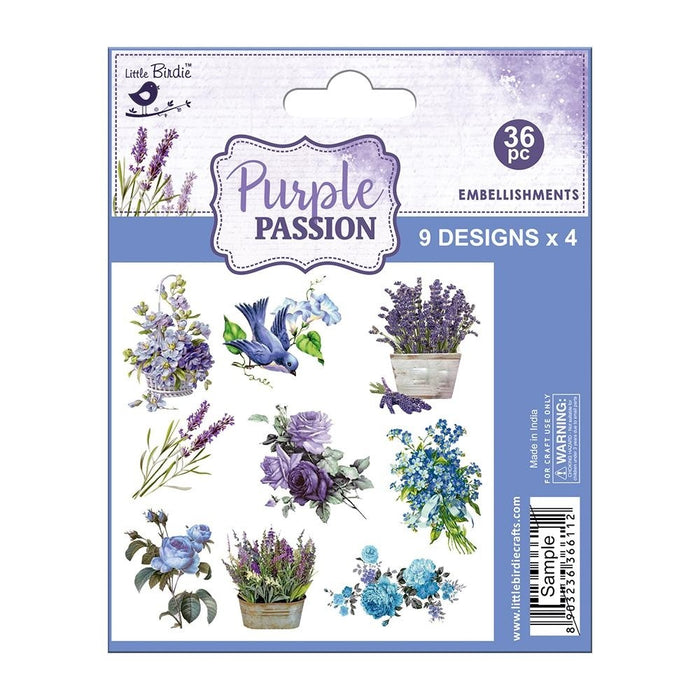 Pack of 3 - Ephemera Embellishment 36/Pkg-Purple Passion
