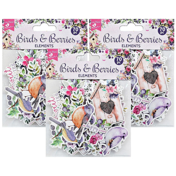 Pack of 3 - Ephemera Elements 70/pkg-Birds And Berries