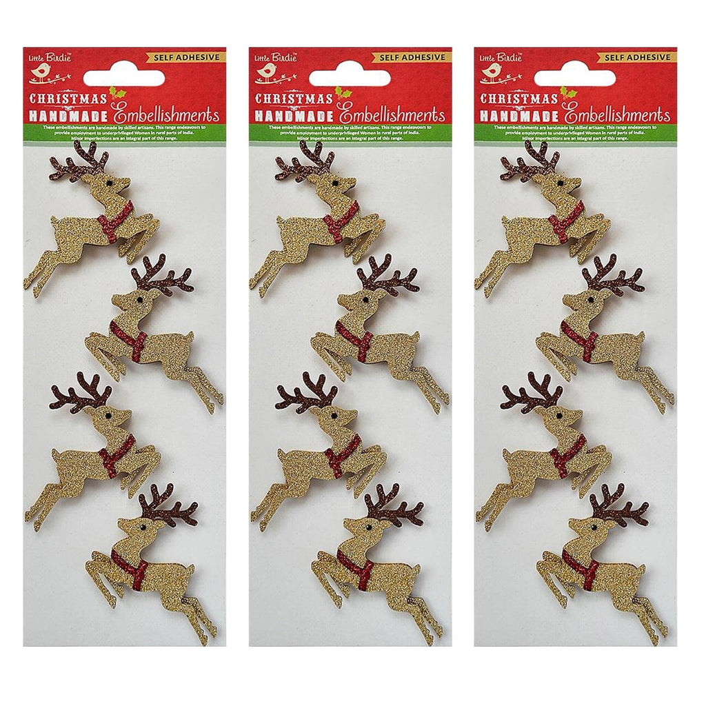 Little Birdie Crafts - Handmade Embellishments - Christmas - Foam Glitter  Reindeer and Christmas Trees