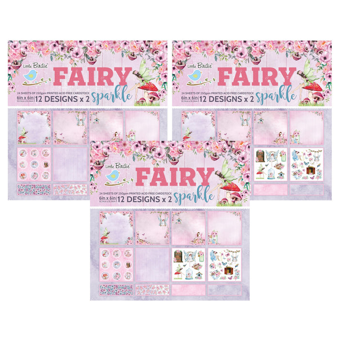 Pack of 3 - Cardstock Pack 6"X6" 24/Pkg-Fairy Sparkle