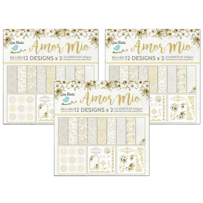 Pack of 3 - Cardstock 6"X6" 24/Pkg-Amor Mio