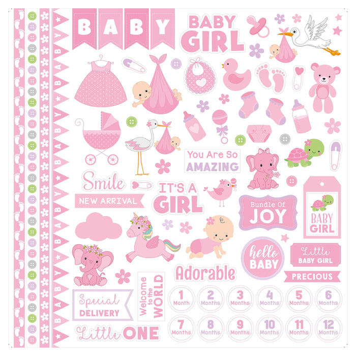 Pack of 3 - Little Miracle Cardstock Pack 12"X12" 12/Pkg-Baby Girl