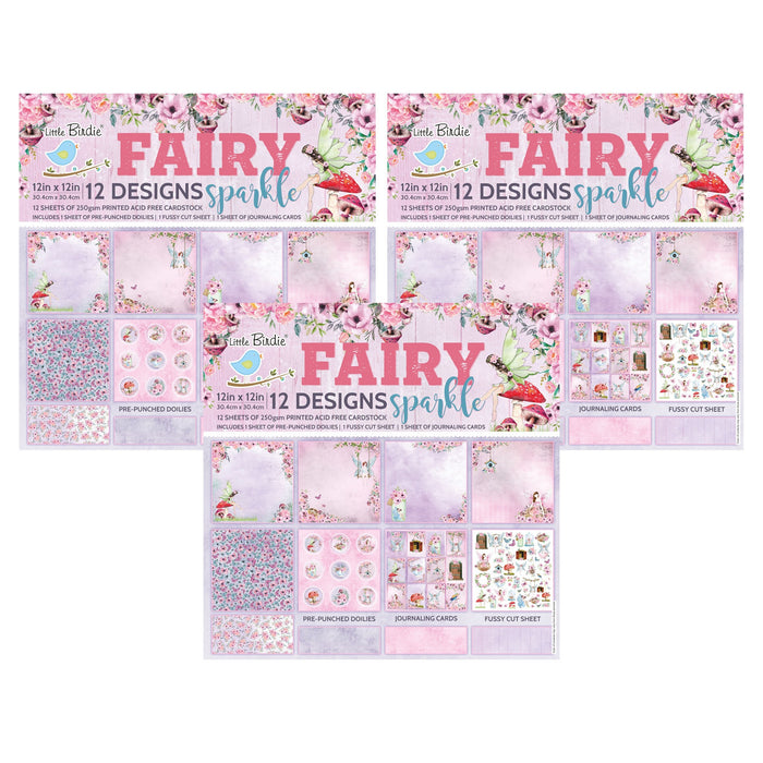 Pack of 3 - Cardstock Pack 12"X12" 12/Pkg-Fairy Sparkle