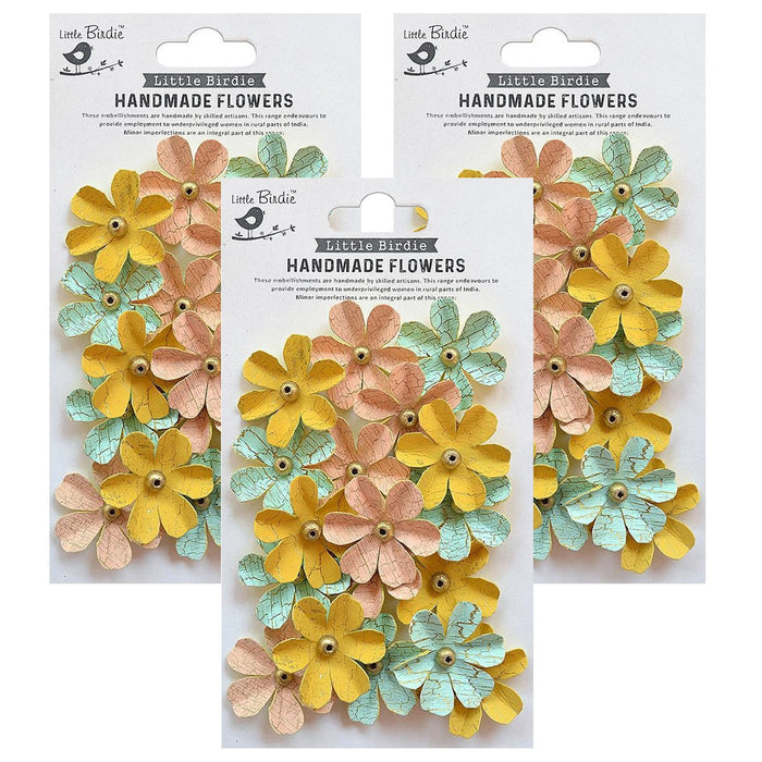 Pack of 3 - Zoey Washed Paper Flowers 18/Pkg-Sunshine And Lemonade