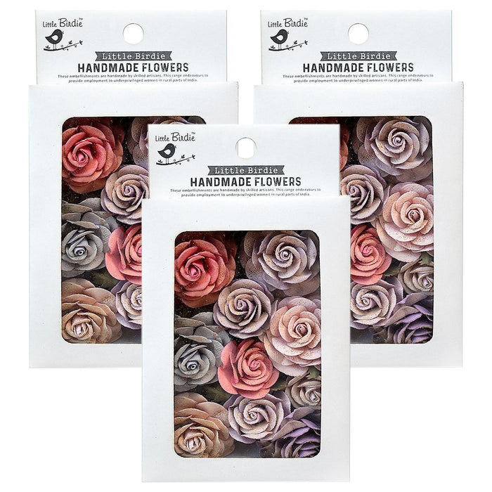 Pack of 3 - Whitney Paper Flowers 14/Pkg-Fairy Sparkle