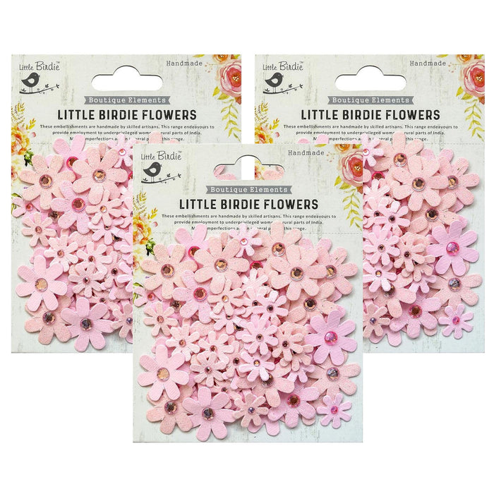 Pack of 3 - Sparkle Florettes Paper Flowers 60/Pkg-Pearl Pink