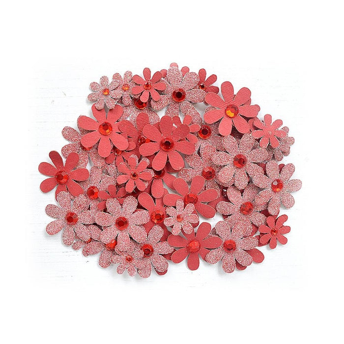 Pack of 3 - Sparkle Florettes Paper Flowers 60/Pkg-Love and Roses