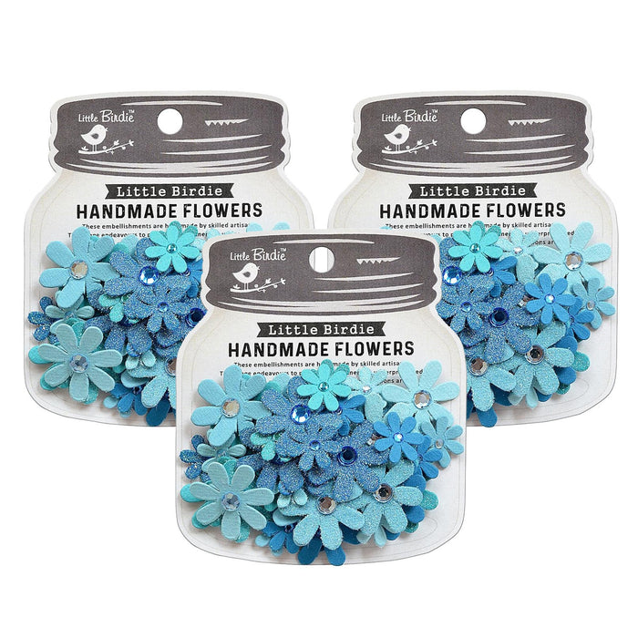 Pack of 3 - Sparkle Florettes Paper Flowers 60/Pkg-Aqua Medley