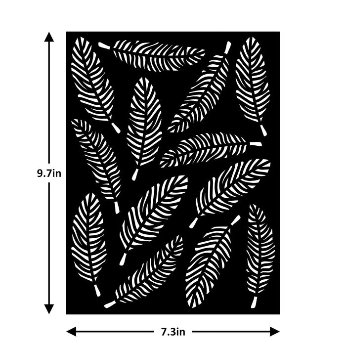 Pack of 3 - Reusable Stencil 7.3"X9.7"-Feathers