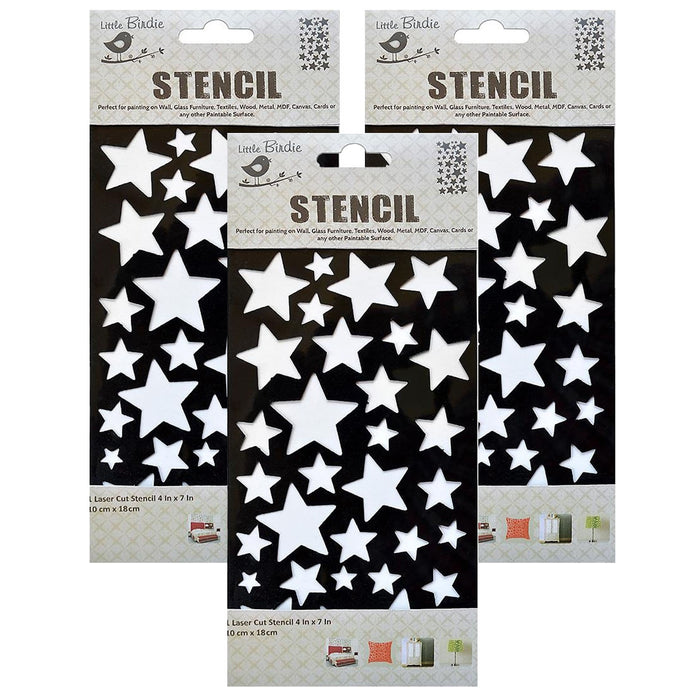Pack of 3 - Reusable Stencil 4"X7"-Stars