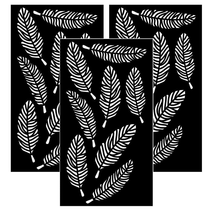 Pack of 3 - Reusable Stencil 4"X7"-Feathers