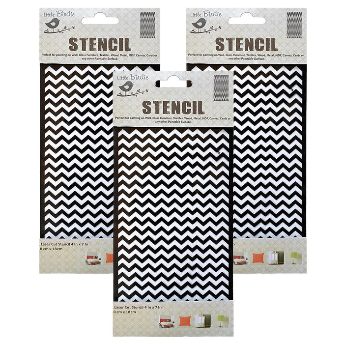 Pack of 3 - Reusable Stencil 4"X7"-Chevron