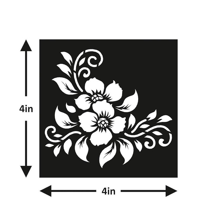Pack of 3 - Reusable Stencil 4"X4"-Artful Flowers
