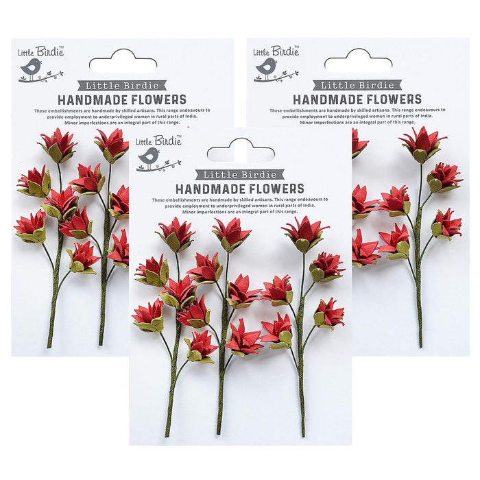 Pack of 3 - Queenie Paper Flower Stems 3/Pkg-Love and Roses