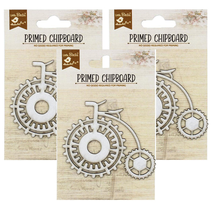 Pack of 3 - Primed Chipboard-Vintage Bicycle
