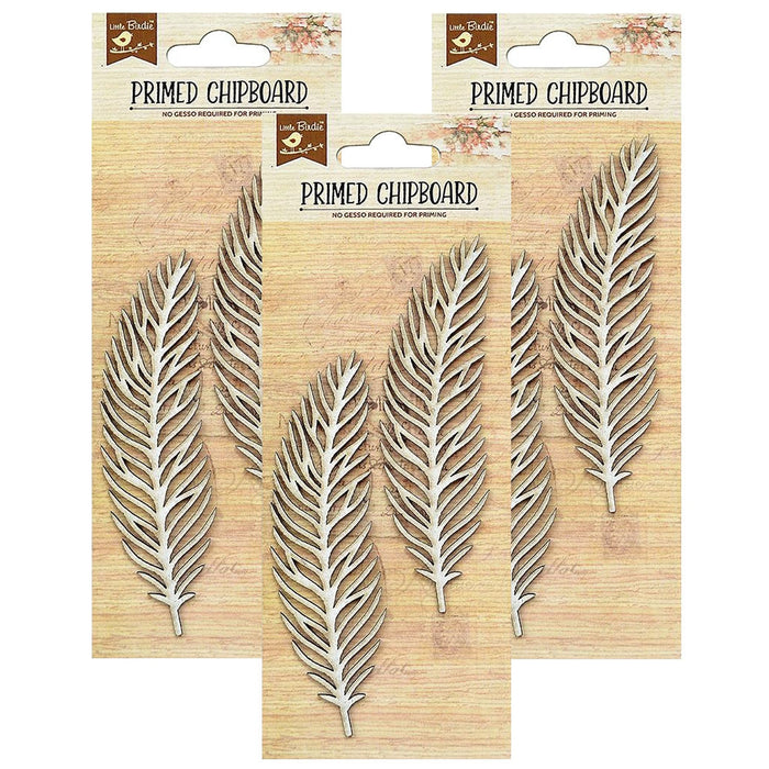Pack of 3 - Laser Cut Primed Chipboard 2/Pkg-Feathers